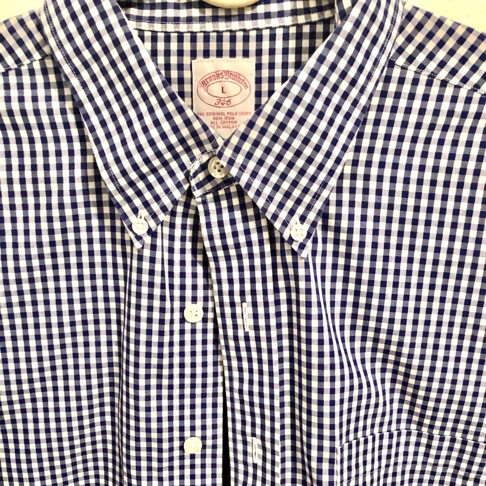 Brooks Brothers 346 navy blue gingham shirt